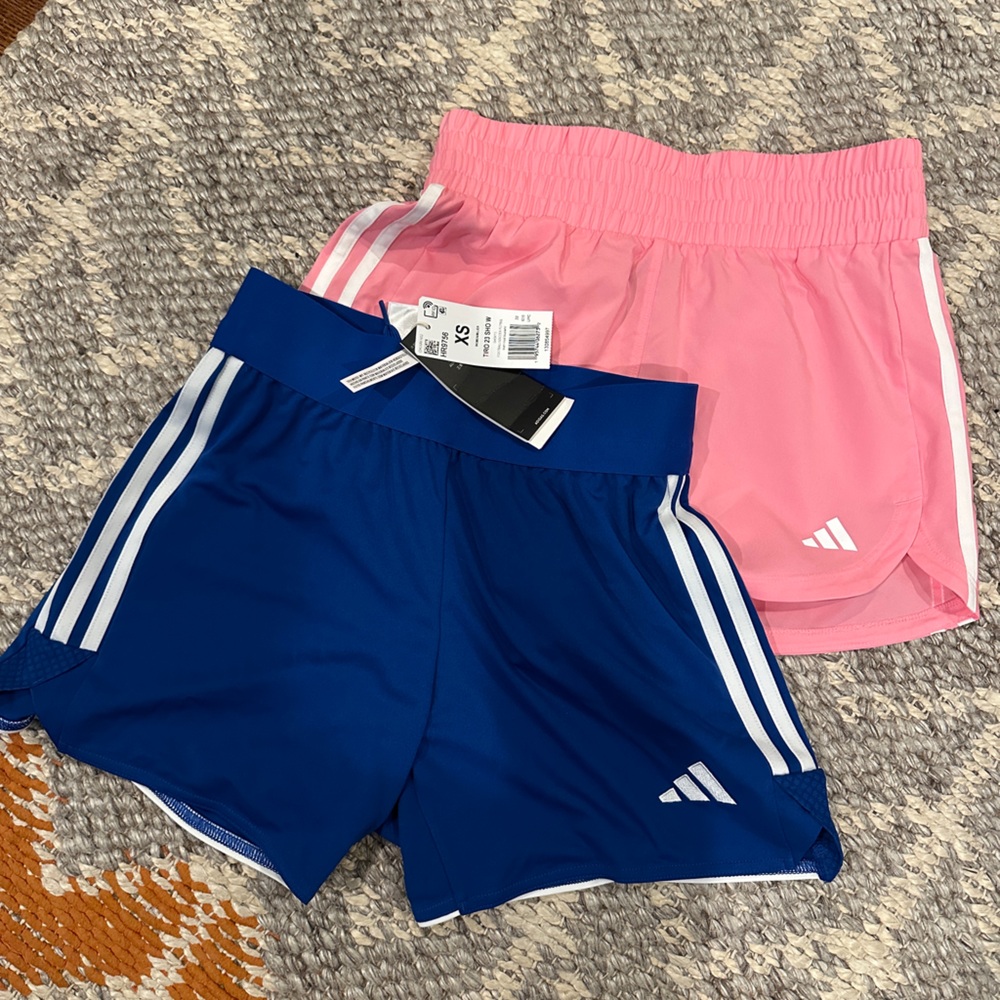 NWT Adidas Blue and Pink Athletic Shorts with Stripes